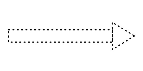 Dotted right arrow outline for navigation icons, highlight pointers, infographic elements, and modern design overlays