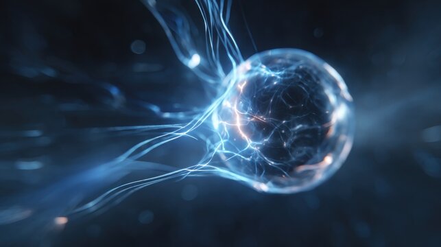Abstract glowing sphere with electric energy