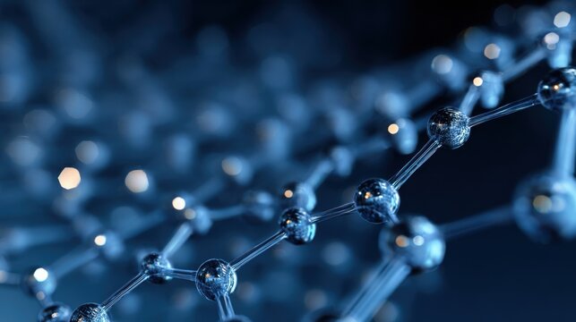 Abstract molecular structure dark blue background