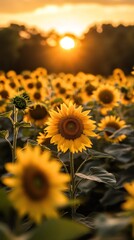 Sunflower Field at Sunset