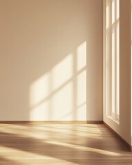 Sunlit Empty Room with Wooden Floor