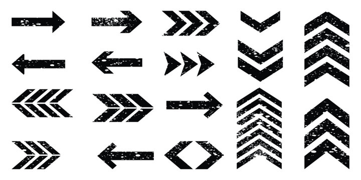 Grunge Arrow Pack  Stencil-Style Chevron Graphics for Creative Designs.