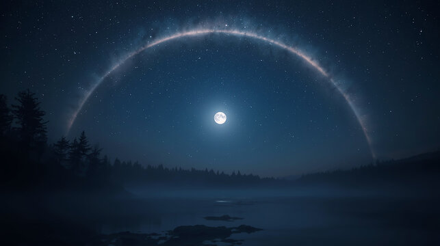夜空に溶ける淡い月虹