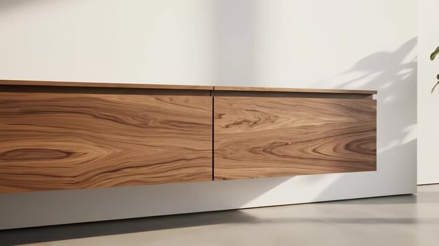 Wooden Cabinet with Plants and Vase in Serene Room Setting for Commercial Uses, Perfect for Wellness Centers, Spas, or Interior Design Firms Capturing the Concept of Simplicity and.