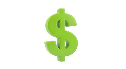 Obraz premium Bright green three dimensional dollar sign symbol representing money and finance isolated on transparent background