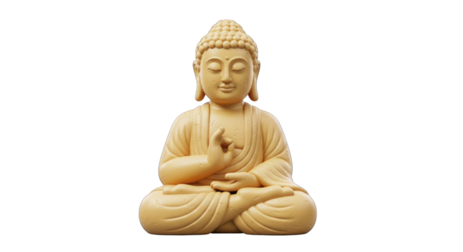 Beige Buddha Statue in Meditative Pose.