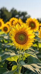 Vibrant Sunflower Field in Summer