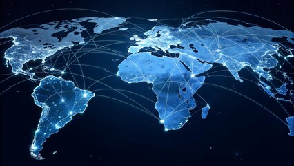 The image shows a world map with connected