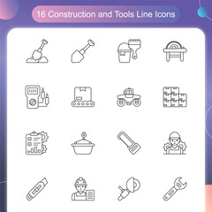 Construction and tools Icons – Line Style Set 5