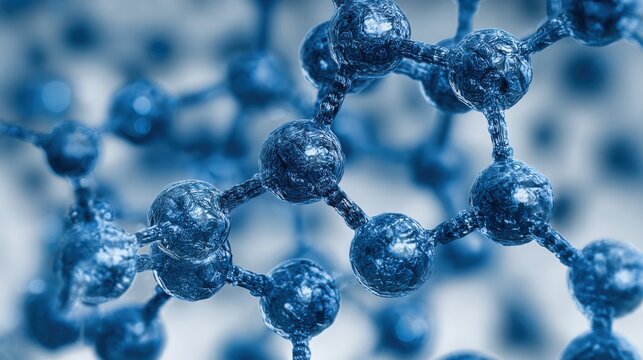 Microscopic molecular structure blue abstract background