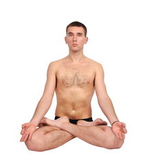 Man practicing yoga in the lotus position.