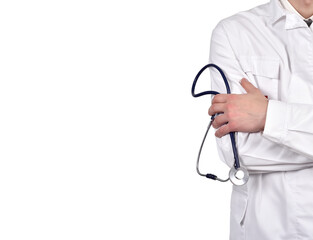 Doctor in lab coat with stethoscope