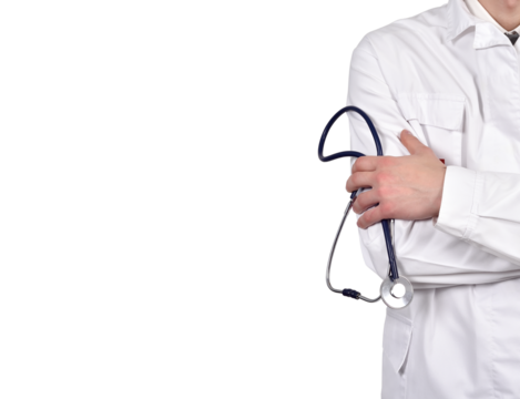 Doctor in lab coat with stethoscope