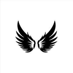 Abstract Black Wing Design Icon Depicting Minimalist and Strong Freedom