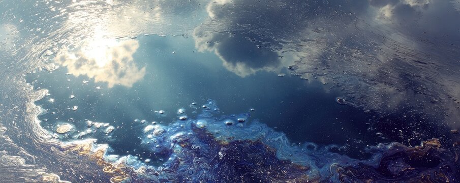 oil slick on a shimmering water surface environmental pollution concept - Powered by Adobe