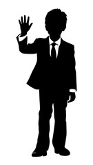 Obraz premium PNG Boy waving hand silhouette illustration black.