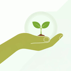 Hand holding a small plant seedling, symbolizing growth and environmental care.