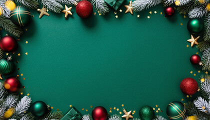 Holiday Green Background with Decorative Frame