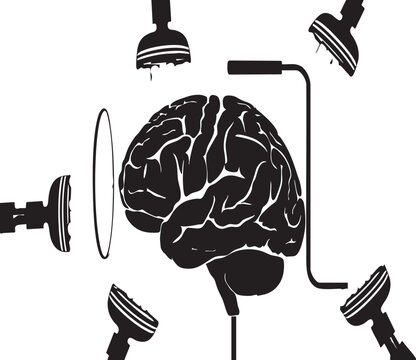 Human brain vector icon with cooking utensils concept design