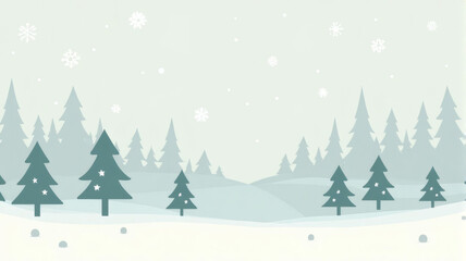 Obraz premium Winter Forest Scene A serene landscape with snow-covered trees and falling snowflakes creating a peaceful, cold winter