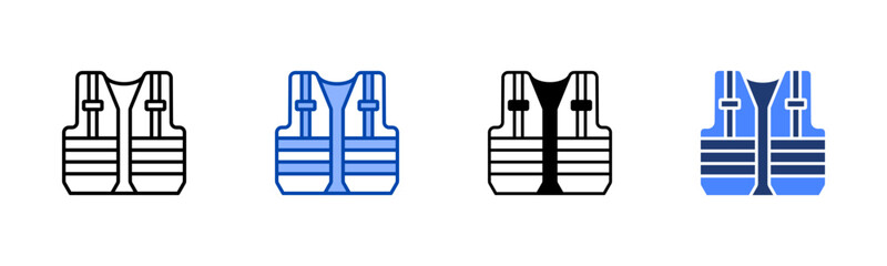 Fototapeta premium High Visibility Vest icon set multiple style collection