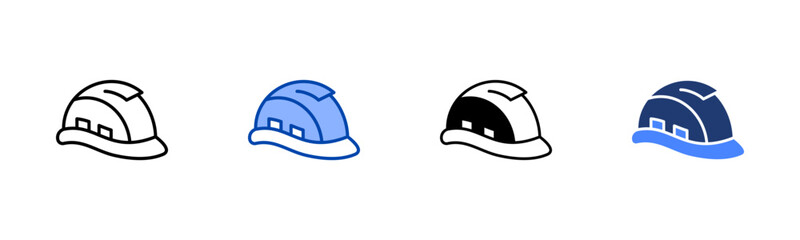 Safety Helmet icon set multiple style collection