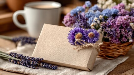 Fototapeta premium A Cozy Still Life Scene with Lavender and Flowers.