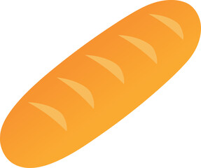 Oval French Baguette Bread Illustration with Golden Crust and Five Slashes