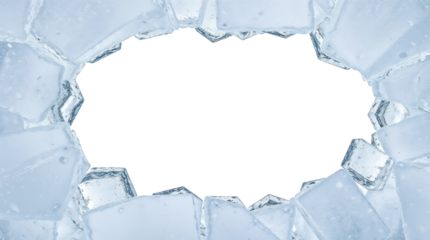 Frozen ice crystals frame isolated on transparent background