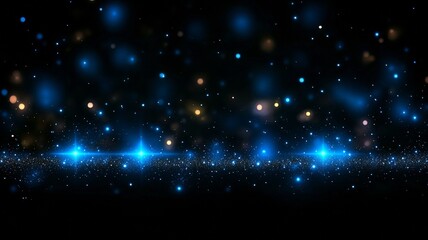 Blue Bokeh on Black Background Decor Image, Visual Design Element (Suitable for Advertising Design, Dynamic Materials, Artistic Scenarios, etc.)