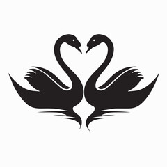 Romantic Swan Love Symbol Vector Illustration on white background