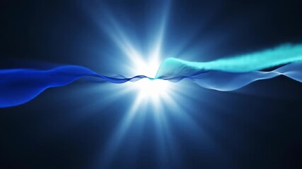 Abstract light burst and blue glow across a dark background. - Powered by Adobe