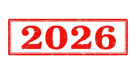 The year two thousand and twenty six on transparent background