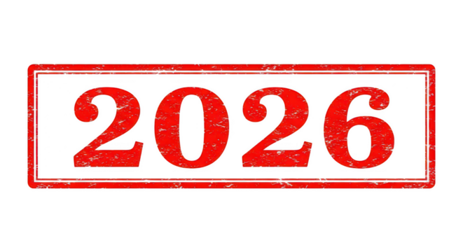 The year two thousand and twenty six on transparent background - Powered by Adobe