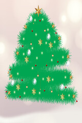 Merry Christmas greeting card green clipart background. Christmas and happy new year wishes clip art in green background with xmas tree paper cut shape decoration eps10