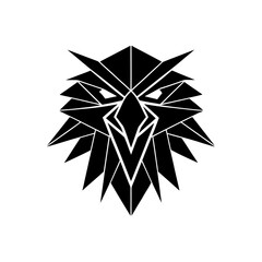 Obraz premium Geometric black owl face on transparent background silhouette
