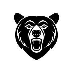 Angry bear head isolated on transparent background silhouette