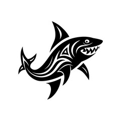 Tribal shark black design on transparent background silhouette