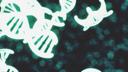 Glowing strands of DNA float against a vibrant, cosmic backdrop, creating a sense of wonder. This artwork illustrates the elegance of biological structures in a captivating way. © icetray