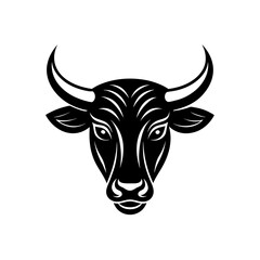 Illustration of a bull face on transparent background silhouette