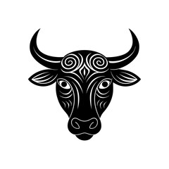 Stylized bull head art on transparent background silhouette