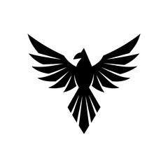 Silhouette of flying bird on transparent background