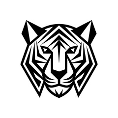 Stylized tiger head art on transparent background silhouette