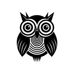 Stylized owl illustration on transparent background silhouette