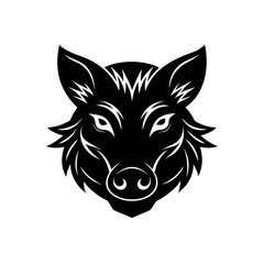 Boar head black silhouette on transparent background