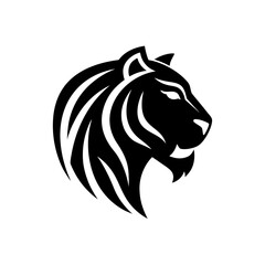 Silhouette tiger head art on transparent background