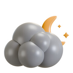 cloudy night weather 3d icon illustration