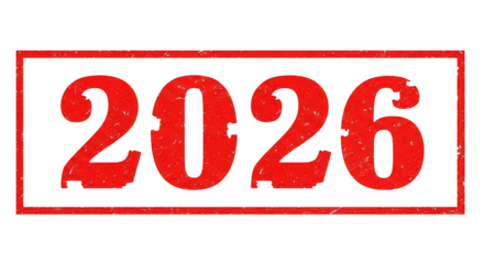 The year two thousand and twenty six on transparent background