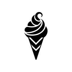 Black ice cream cone art on transparent background silhouette
