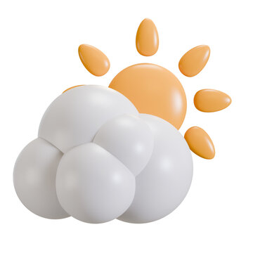 cloudy hot weather 3d icon illustration